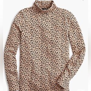 Jcrew Tissue turtleneck in leopard animal print shirt top size small style AB907